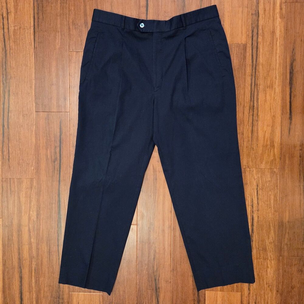Burberry Golf Navy Single Pleat Pants Mens 38 Luxury Stretch Cotton